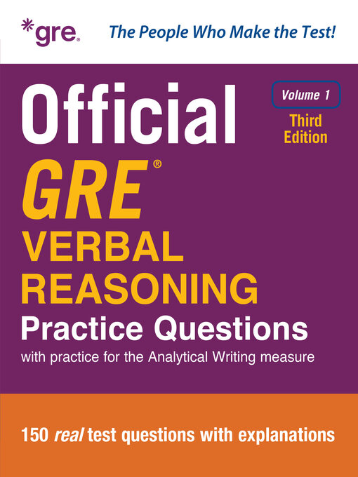 Title details for Official GRE Verbal Reasoning Practice Questions, Volume 1 by Educational Testing Service - Available